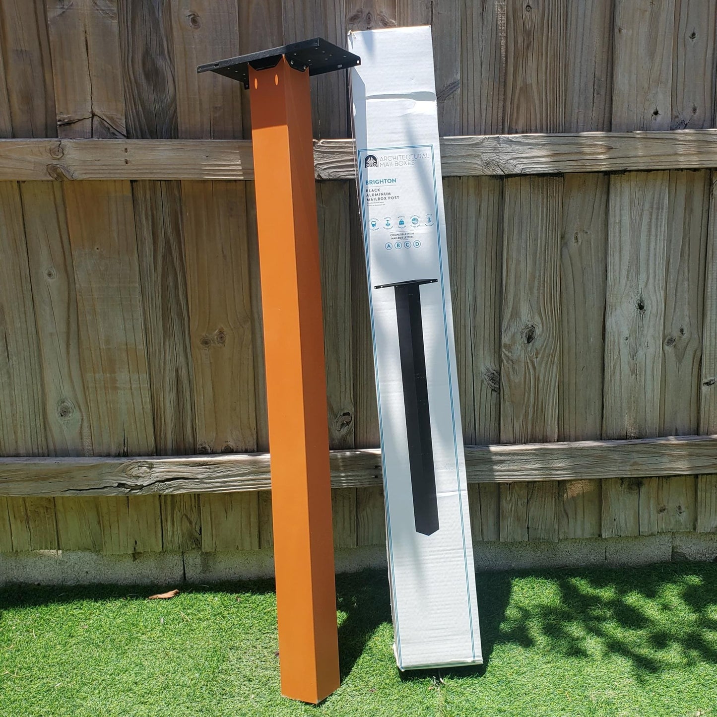 Rustic Orange Mailbox Post