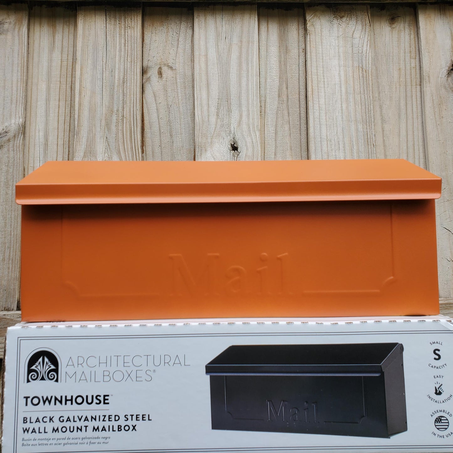 Rustic Orange Wall Mount Mailbox
