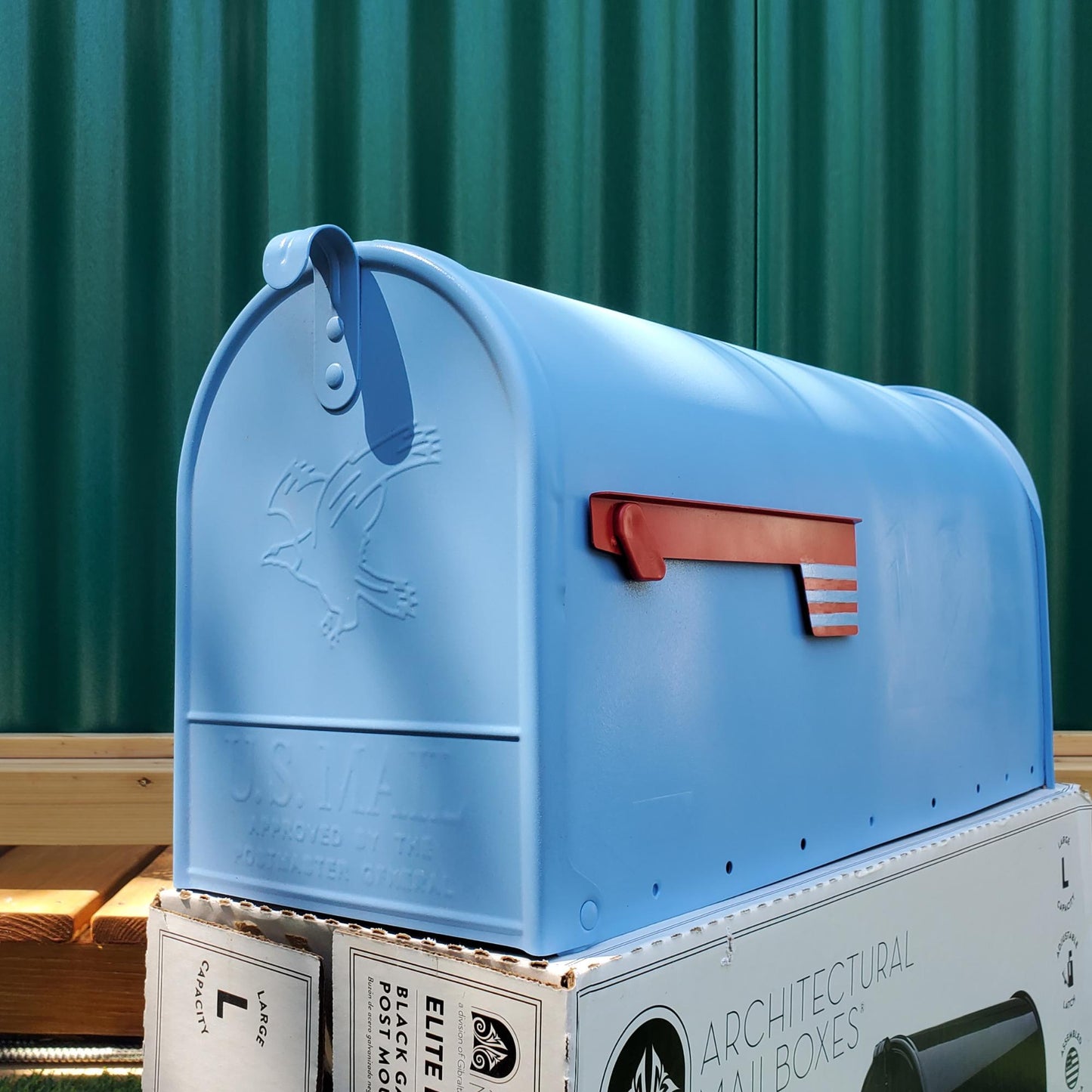 Spa Blue Mailbox