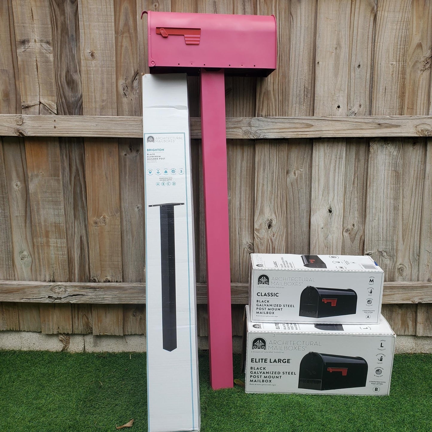 Berry Pink Mailbox Set - Post + Mailbox Included