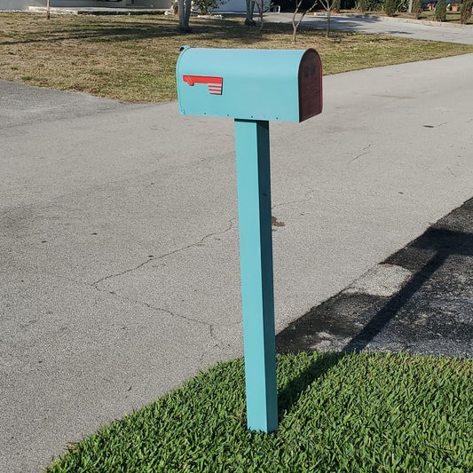 Teal Blue Mailbox Post