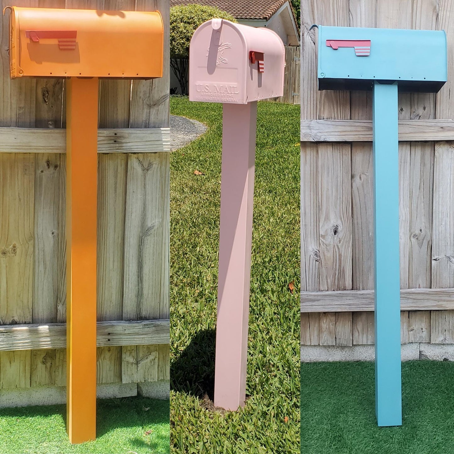 Rustic Orange Mailbox Set - Post + Mailbox Included