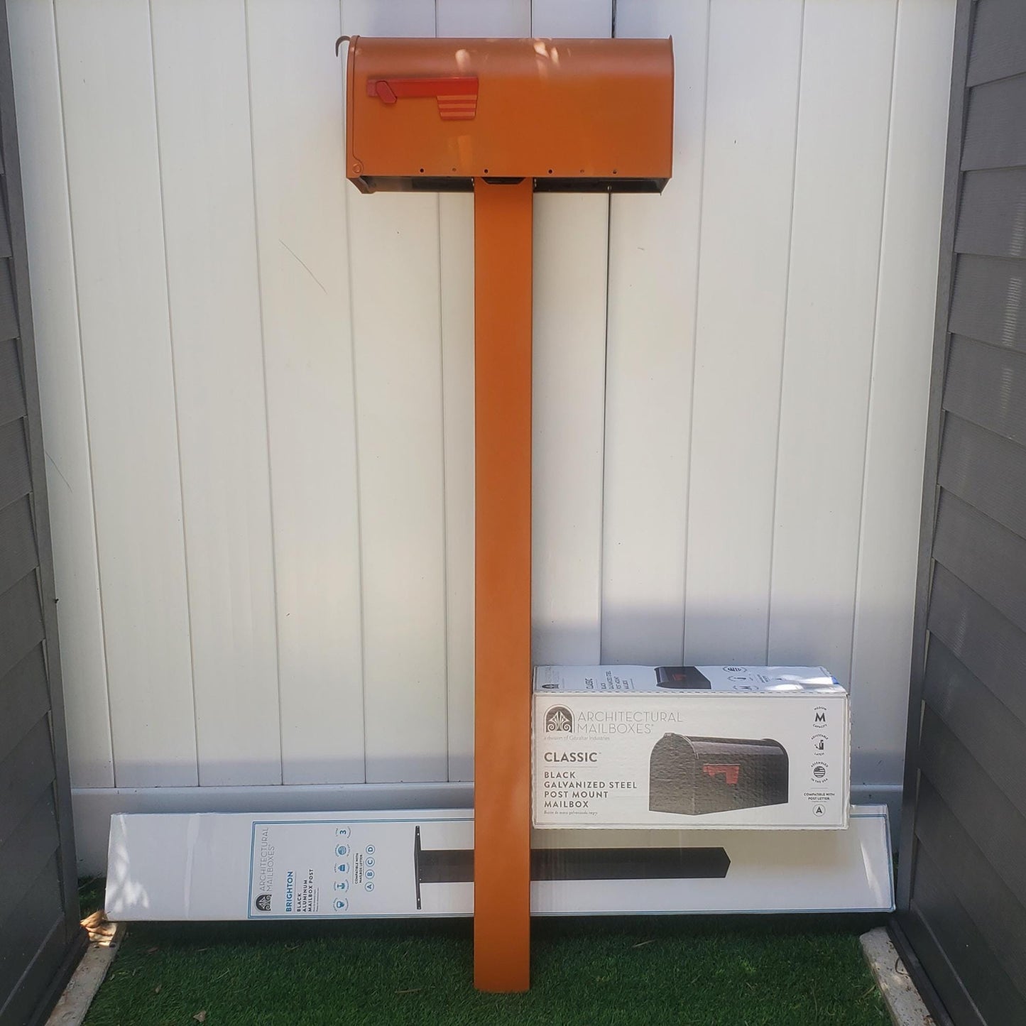 Rustic Orange Mailbox Set - Post + Mailbox Included