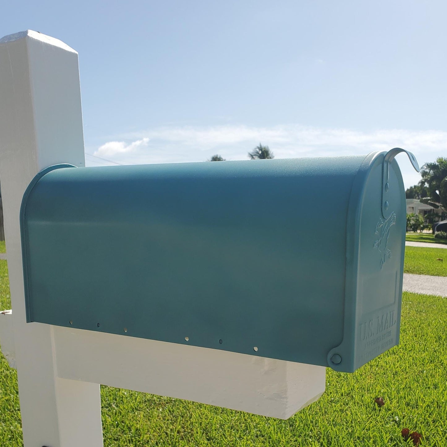 Teal Blue Mailbox
